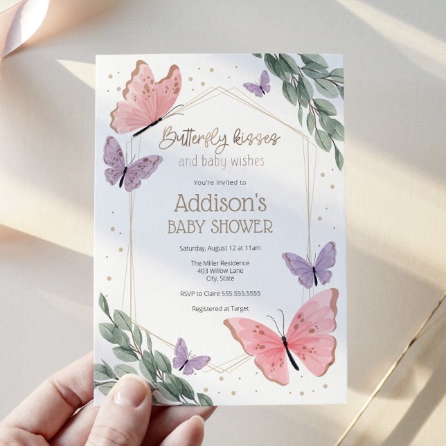 Butterflies och Eucalyptus Baby Shower Inbjudningar (Skapare uppladdad)