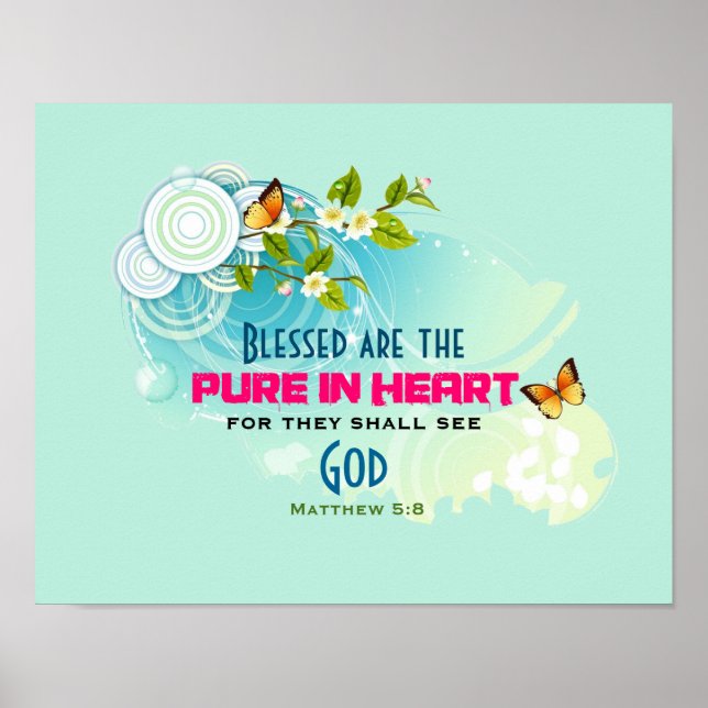 Butterflies och Flower Blommar Beatitude Quote Poster (Framsidan)