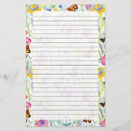 Butterflies och Flowers Brevpapper