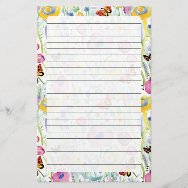 Butterflies och Flowers Brevpapper (Framsida)