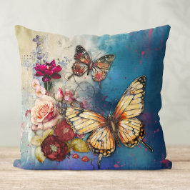 Butterflies och Flowers Dekorativ kudde