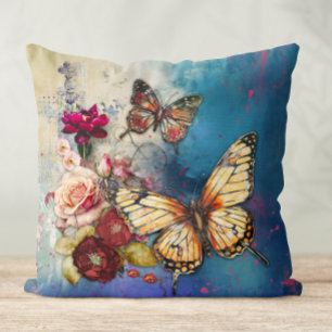 Butterflies och Flowers Dekorativ kudde