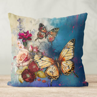Butterflies och Flowers Dekorativ kudde