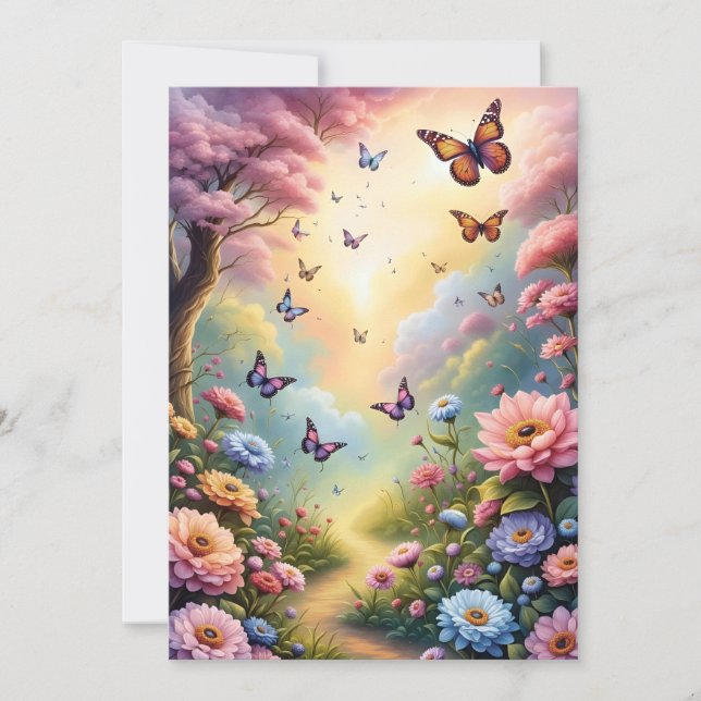 Butterflies och Flowers Inbjudningar (Framsida)