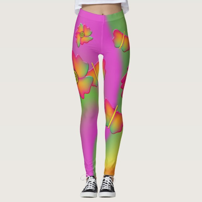 Butterflies och Flowers Leggings (Framsida)