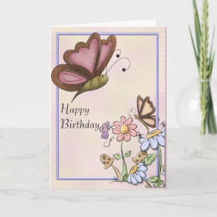 Butterflies och Flowers Mamma Birthday Kort