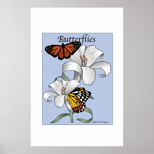 Butterflies och Flowers Poster (Framsidan)