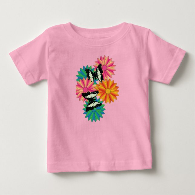 Butterflies och Flowers T Shirt (Framsida)