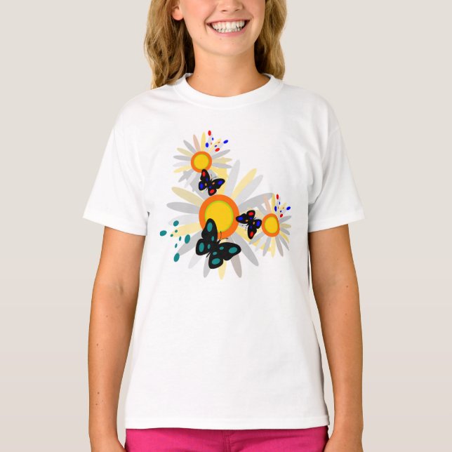 Butterflies och Flowers T Shirt (Framsida)