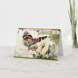 Butterflies och Flowers Vintage Mors dag Kort