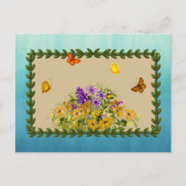Butterflies och Flowers Vykort