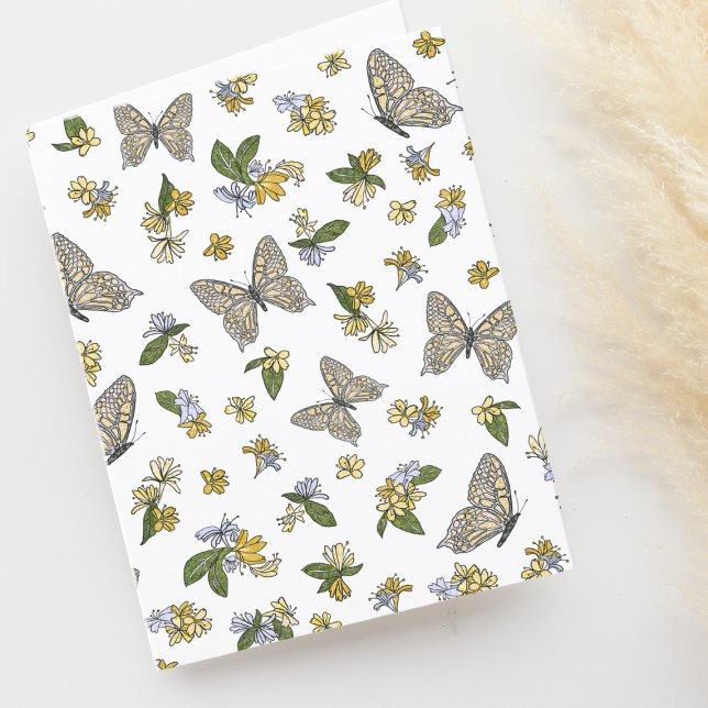 Butterflies och Honeysuckle Mönster Blank Tack Kort (Skapare uppladdad)