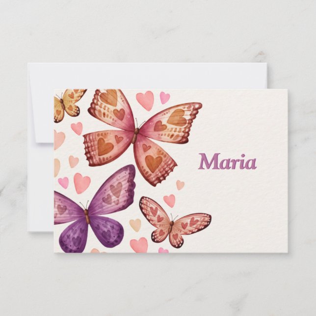 Butterflies och Kärlek Flat-tack-kort Tack Kort (Framsida)