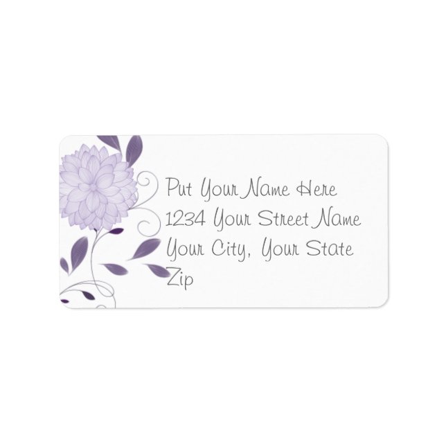 Butterflies och Lavender Chrysanthemums Adressetikett (Framsidan)