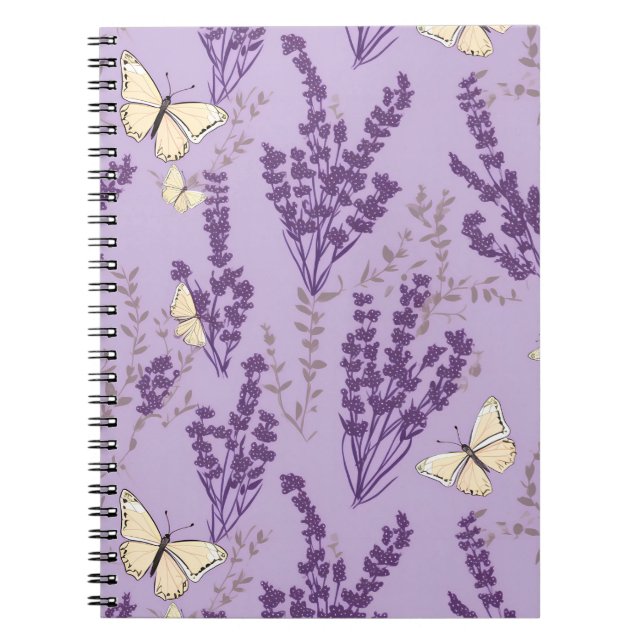 Butterflies och Lavender Flowers Anteckningsbok (Framsidan)