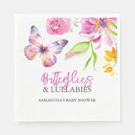 Butterflies och Lullabies Baby Shower Watercolor Pappersservett