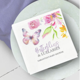 Butterflies och Lullabies Baby Shower Watercolor Pappersservett