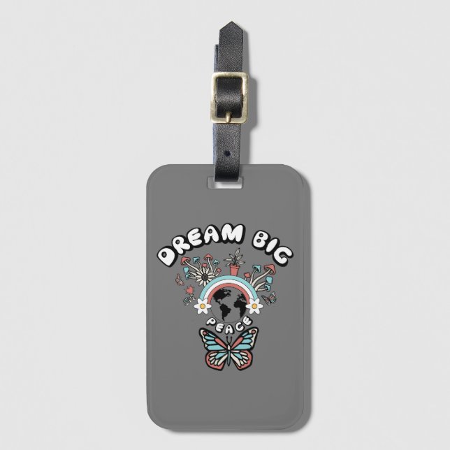 Butterflies och Mushroom Dream Big Positive Inspo Bagagebricka (Framsida vertikal)