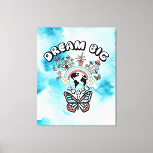 Butterflies och Mushroom Dream Big Positive Inspo Canvastryck