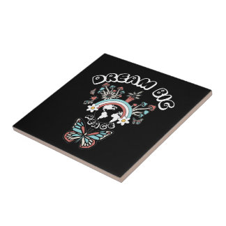 Butterflies och Mushroom Dream Big Positive Inspo Kakelplatta