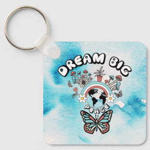 Butterflies och Mushroom Dream Big Positive Inspo Nyckelring