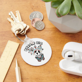 Butterflies och Mushroom Dream Big Positive Inspo Nyckelring