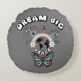 Butterflies och Mushroom Dream Big Positive Inspo Rund Kudde