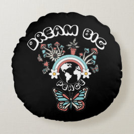 Butterflies och Mushroom Dream Big Positive Inspo Rund Kudde