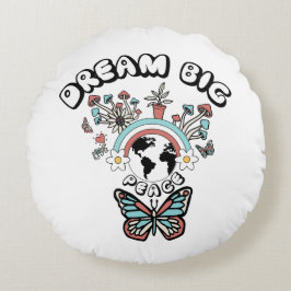 Butterflies och Mushroom Dream Big Positive Inspo Rund Kudde
