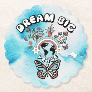 Butterflies och Mushroom Dream Big Positive Inspo Underlägg Papper