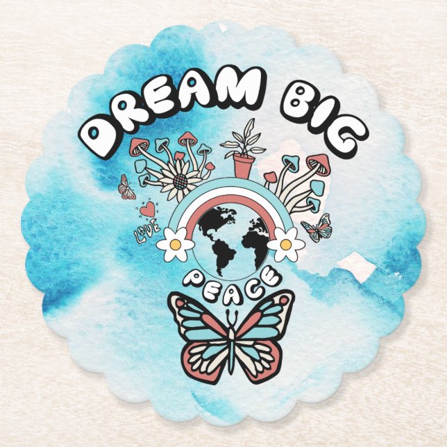Butterflies och Mushroom Dream Big Positive Inspo Underlägg Papper (Framsida)