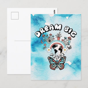 Butterflies och Mushroom Dream Big Positive Inspo Vykort
