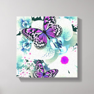 Butterflies och Orchids Canvastryck