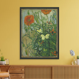 Butterflies och Poppies av Vincent van Gogh Canvastryck