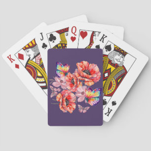 Butterflies och Poppy Flowers Casinokort