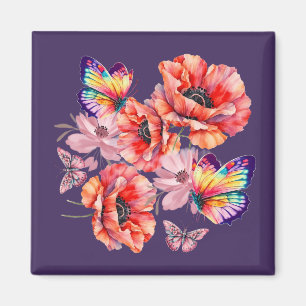 Butterflies och Poppy Flowers Magnet