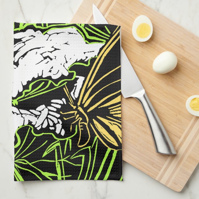 Butterflies och Queen Anne's Snöre Kökshandduk (Vikt i Fjärdedel)