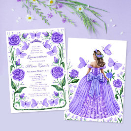 Butterflies och Ro Lilac Princess Quinceanera Inbjudningar