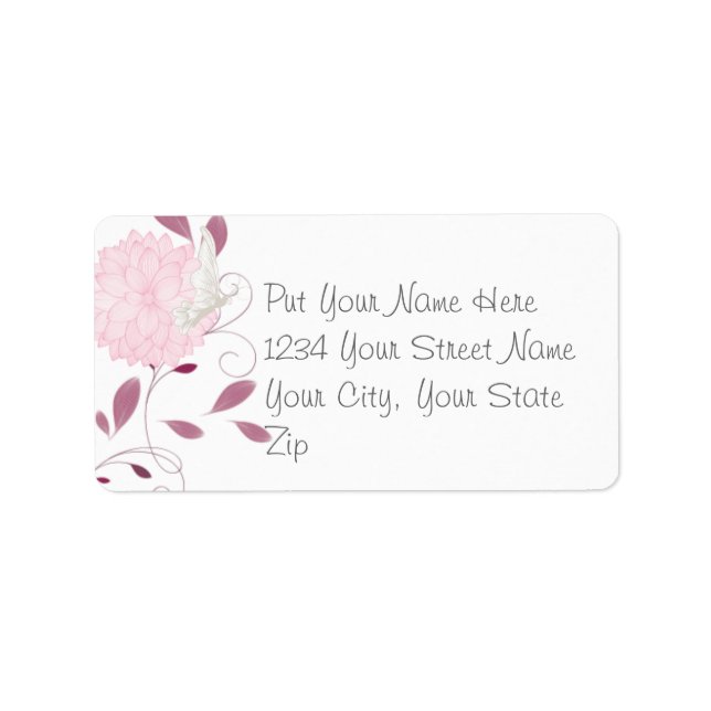 Butterflies och Rosa Chrysanthemums Adressetikett (Framsidan)