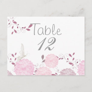 Butterflies och Rosa Chrysanthemums Bord Card Vykort