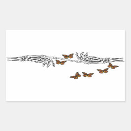Butterflies och Skeletons Rektangulärt Klistermärke