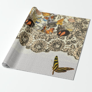 BUTTERFLIES OCH SNÖRE Wrapping Papper Presentpapper