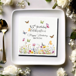 Butterflies och Wildblommor Elegant 85:e födelseda Pappersservett