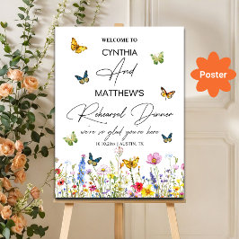 Butterflies och Wildblommor Rehearsal Dinner Poster