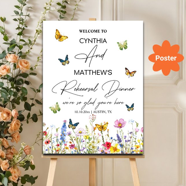 Butterflies och Wildblommor Rehearsal Dinner Poster (Skapare uppladdad)