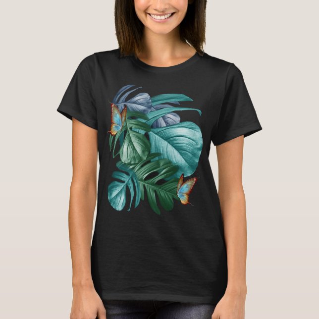 Butterflies of Paradise Tropical Turcos Stänk T Shirt (Framsida)