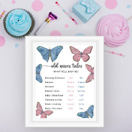 Butterflies - Old Wives Tales Gender Reveal Board Poster