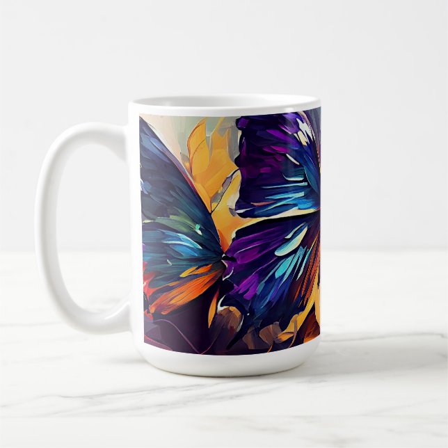 Butterflies Oljemålning Stil design10 Coffee Mugg (Vänster)