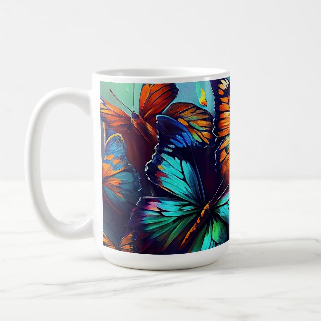Butterflies Oljemålning Stil design12 Coffee Mugg (Vänster)