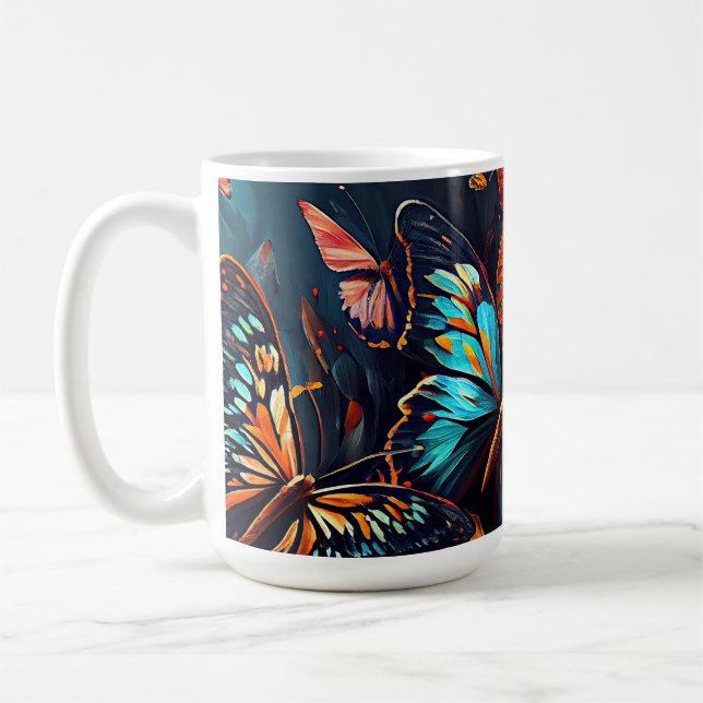 Butterflies Oljemålning Stil design13 Kaffe Mugg (Vänster)